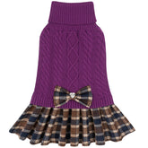 KYEESE Dog Sweater Purple Medium Front view for cozy everyday walks