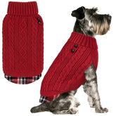 KYEESE dog sweater soft pullover gingham patchwork keeps small dogs warm and stylish.