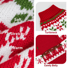 KYEESE dog winter knit turtleneck closeup shows soft stretch