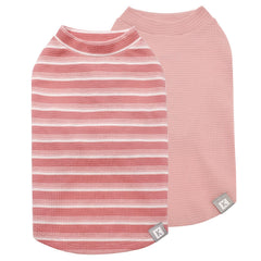 KYEESE waffle dog shirt pink front view for breathable everyday wear.