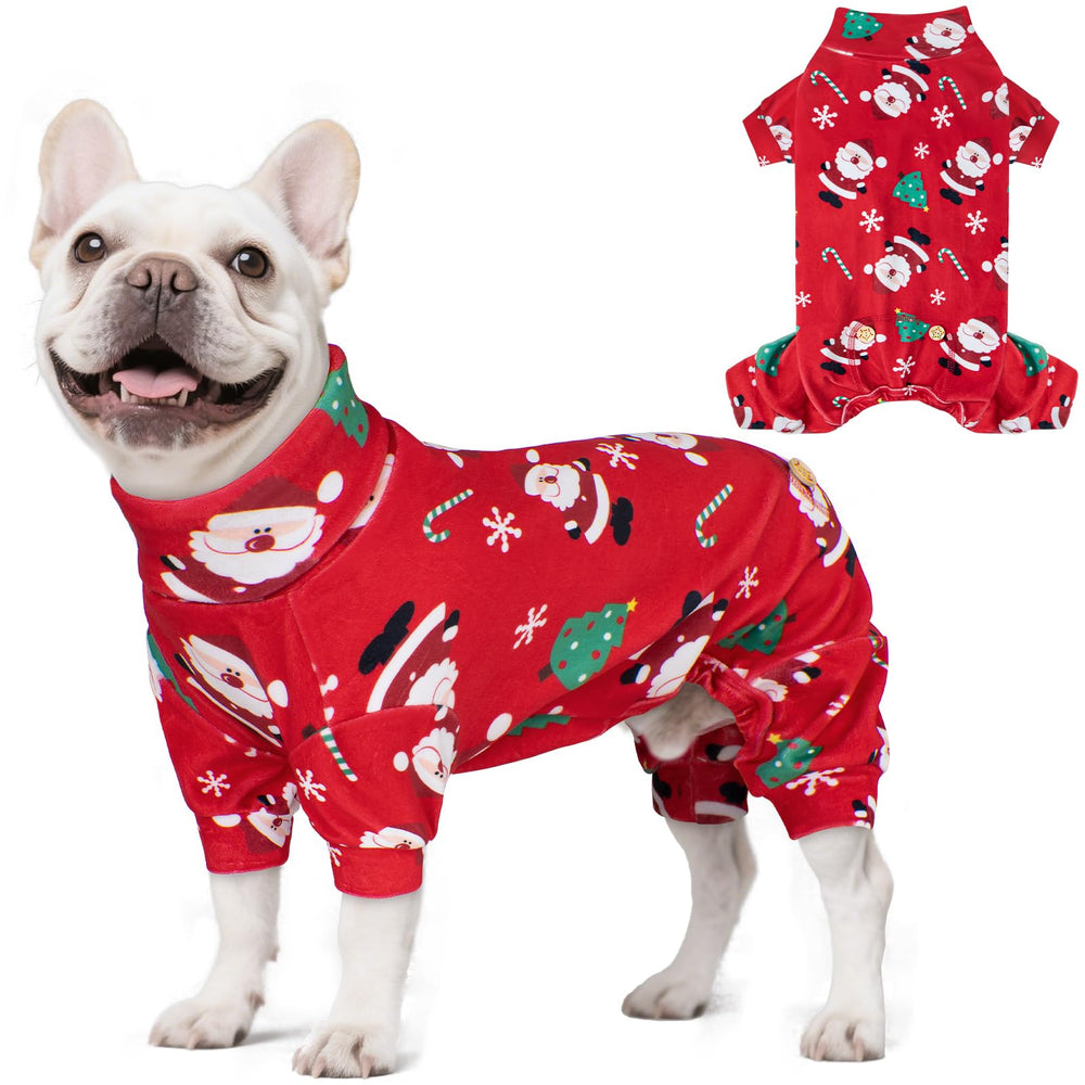 KYEESE Christmas dog pajamas Santa pattern for festive photos and comfort