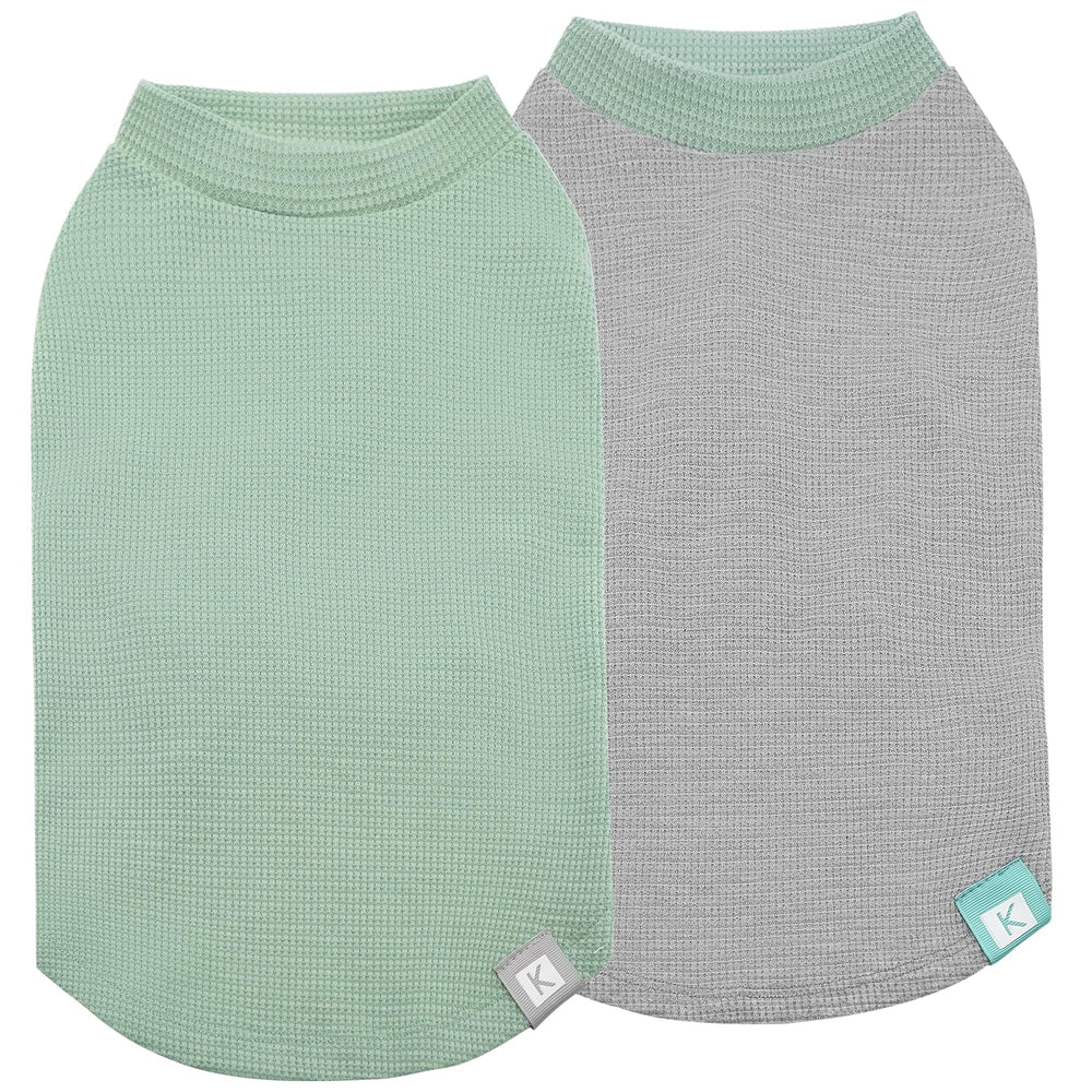 KYEESE 2Pack dog shirts front view shows breathable waffle fabric for cool comfort