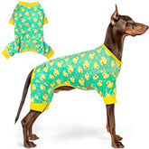 KYEESE dog pajamas yellow duck pattern pullover showing easy daily dressing