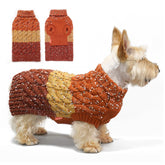 KYEESE dog sweater color block brown front view highlights warm knitwear