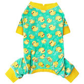 KYEESE Velvet Dog Pajamas yellow-ducks close-up for cozy daily wear