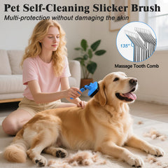 KYHSC slicker brush coat shedding closeup shows debris removal and easy cleaning