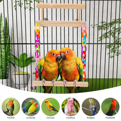 Kyouki bird perch upper and lower levels provide resting and exercise zones for small parrots.