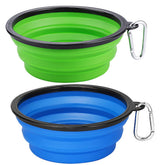 Kytely 34oz collapsible dog bowls folded for compact travel and storage.