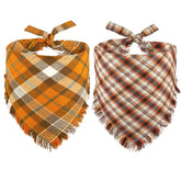 Kytely orange plaid fall dog bandana for large dogs with bold style