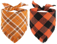 Kytely fall dog bandana pack in orange plaid ideal for festive photoshoots.