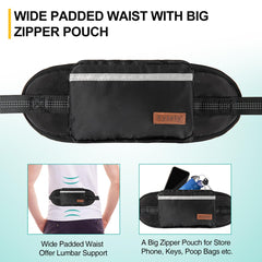 Kytely zipper pouch close-up shows secure storage for phone and keys.