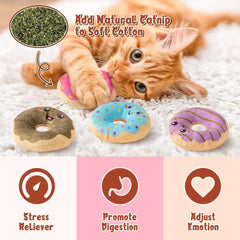 L1rabe Donut Catnip Toy colorful assortment designed for prolonged play