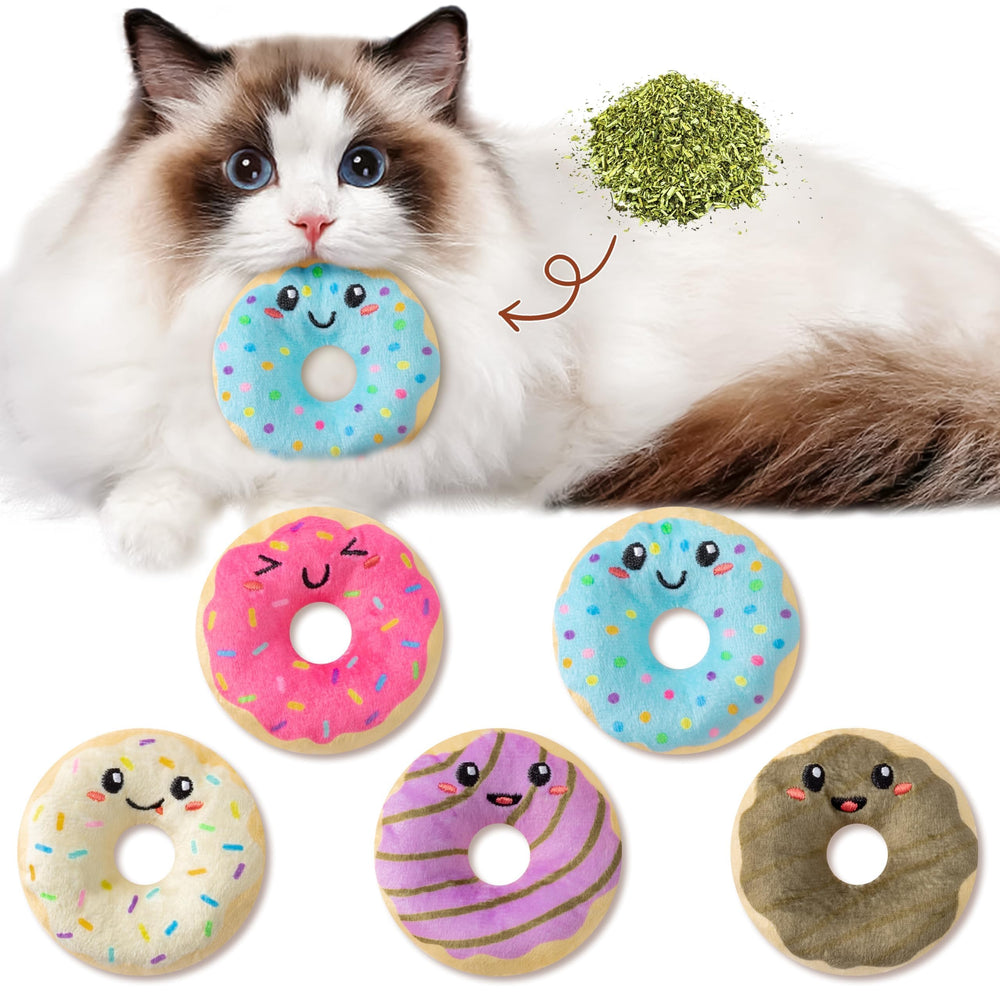 L1rabe Donut Catnip Toy Set front view for interactive play