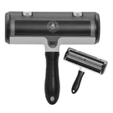 LA Paws and Claws lint roller on couch removes pet fur quickly.