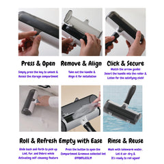 LA Paws and Claws lint roller on rug captures stubborn hair effortlessly.