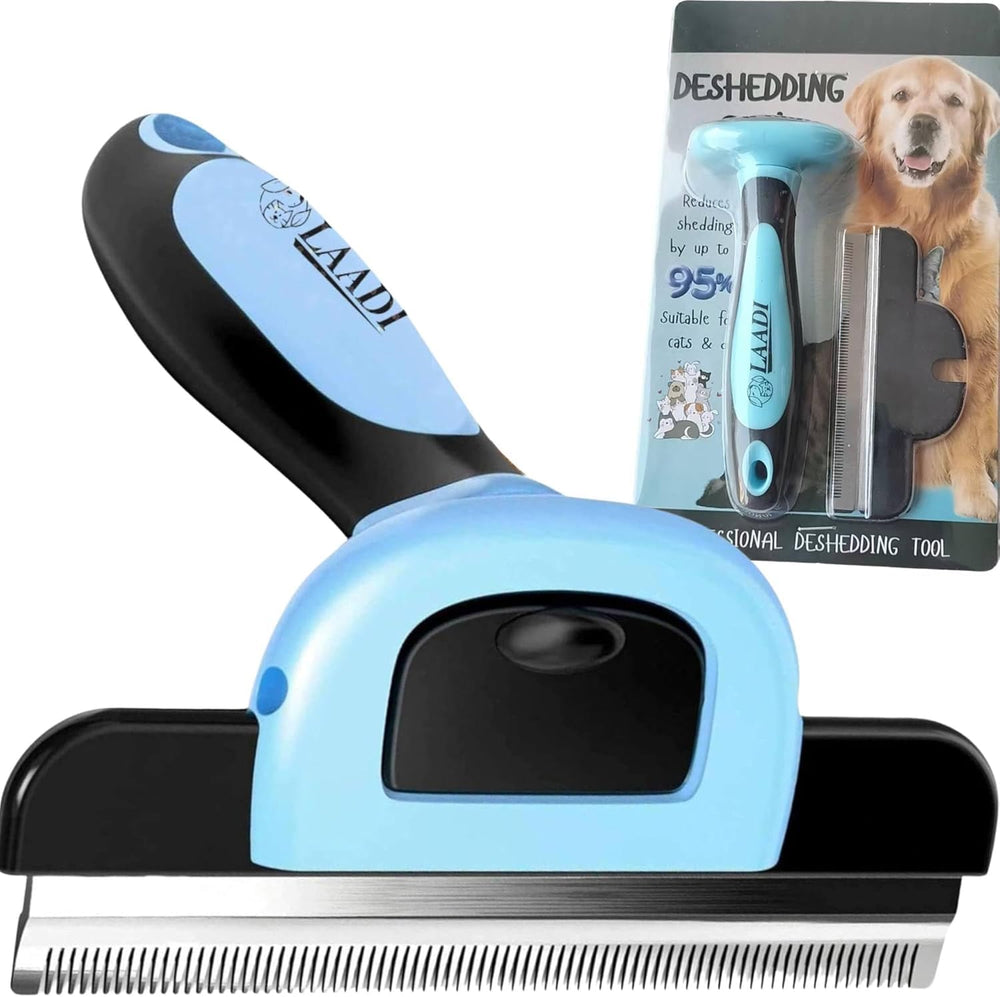 LAADI deshedding tool with brush head reduces shedding up to 95% in minutes.