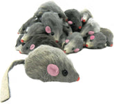 Labriciyon gray fur rattle mouse toy set for curious indoor cats.