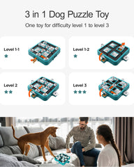 LACCEN dog puzzle dispensing compartments enabling slow-feeding and rewards