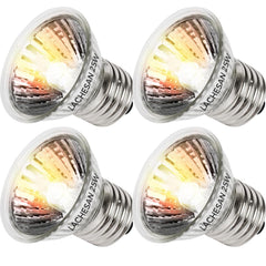 Lachesan 4-pack 25W UVA bulbs, top view, for basking warmth in terrariums.