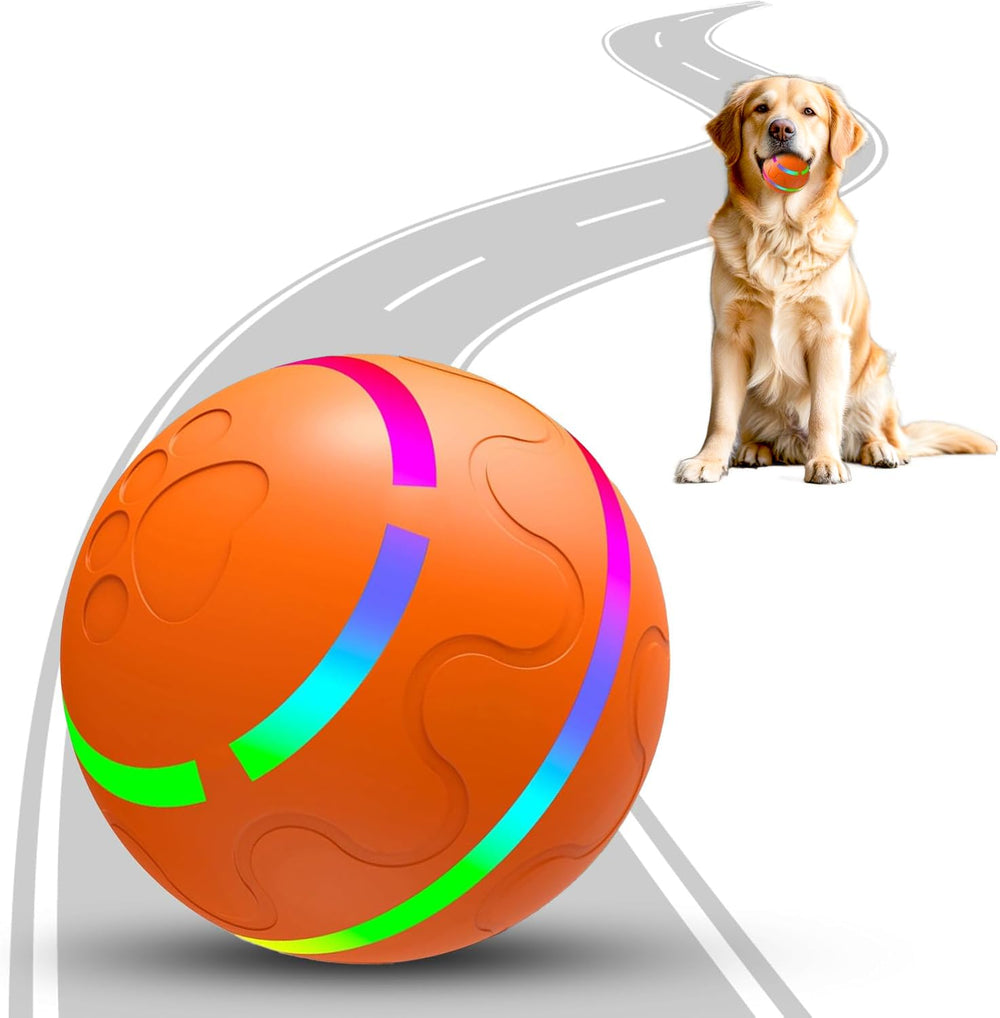 LADFAR interactive rolling dog ball front view, durable toy for engaging playtime.