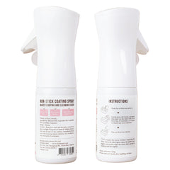 Lady N non-stick spray application steps highlighting simple setup for cleaner litter boxes