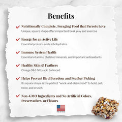 LAFEBER'S Fruit Delight Avi-Cakes non-GMO, human-grade ingredients visible for healthy parrots