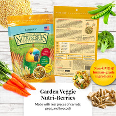 Lafebers Gourmet Nutri-Berries Garden Veggie bag containing carrots and broccoli for veggie nutrition.