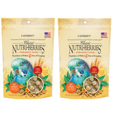LAFEBER'S Nutri-Berries packaging shows a convenient two-pack for parakeets