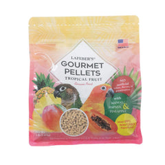 LAFEBER'S Tropical Fruit Gourmet Pellets bag with real fruit pieces for conures.