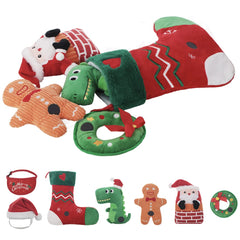 Laifug Christmas dog toys set with squeaky plush for interactive indoor play.