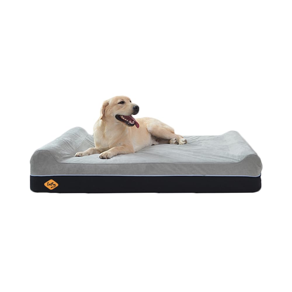 Laifug orthopedic memory foam bed in slate grey showing large-dog suitability