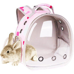 LAIRIES portable small animal backpack front view with pink flower print for travel.