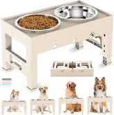 LAKIPETN elevated-dog-bowl-stand front view shows adjustable height for comfortable meals