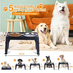 LALOBLUE height-adjustment shows five heights for growing dogs and ergonomic feeding