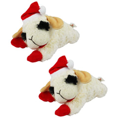 Lamb Chop 2-pack Christmas dog toy provides festive entertainment.