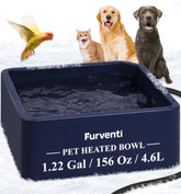 Lamlingo heated-water-bowl-outdoor-setup keeps water unfrozen in cold weather