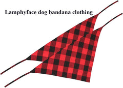 Lamphyface dog bandana Christmas plaid side view showing comfortable tie-on wear.