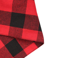 Lamphyface dog bandana red plaid packaging photo emphasizes machine wash convenience.