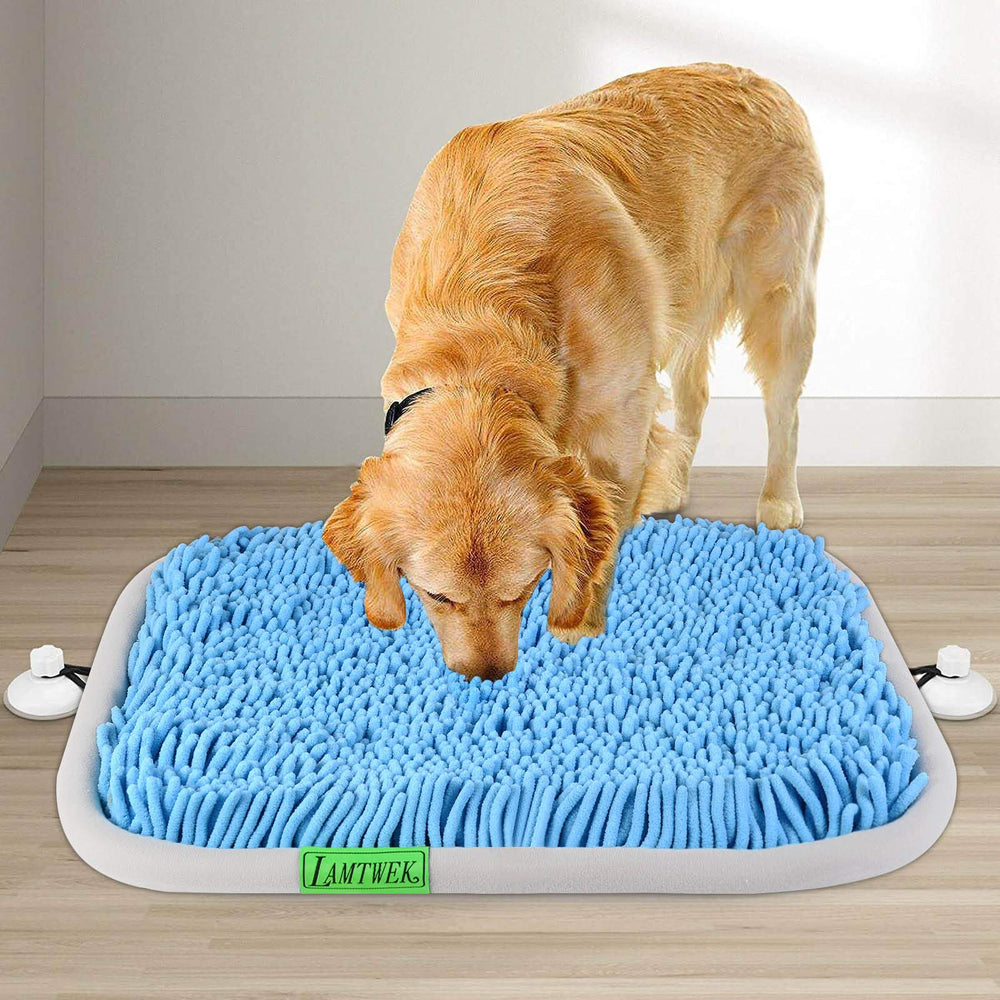 LAMTWEK Snuffle Mat product overview showcases size and setup for dogs' scent training.