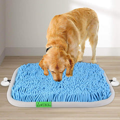 LAMTWEK Snuffle Mat product overview showcases size and setup for dogs' scent training.
