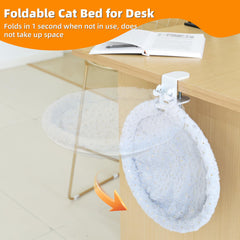 LANERmooos Cat Desk Bed soft nest in grey demonstrates cozy, plush comfort for nap-ready cats.