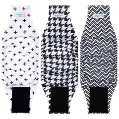 Langsprit male belly band size chart showing a snug, comfortable fit for training