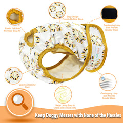 Langsprit washable dog diapers sizes chart close-up for accurate size selection