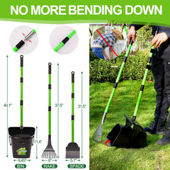 LANNEY scooper with upgraded bag clip securing bags during cleanup