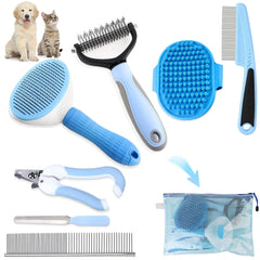 Lanswood dog brush kit blue set shown for shedding control during at-home grooming