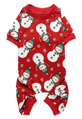 Pijama Lanyarco para perro con muñeco de nieve, ideal para Navidad y abrigar.