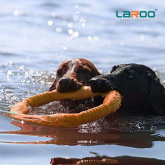 LaRoo-ring-tug-toy shown in action for interactive tug-of-war play.