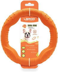 LaRoo Floatable orange frisbee on grass for outdoor fetch fun