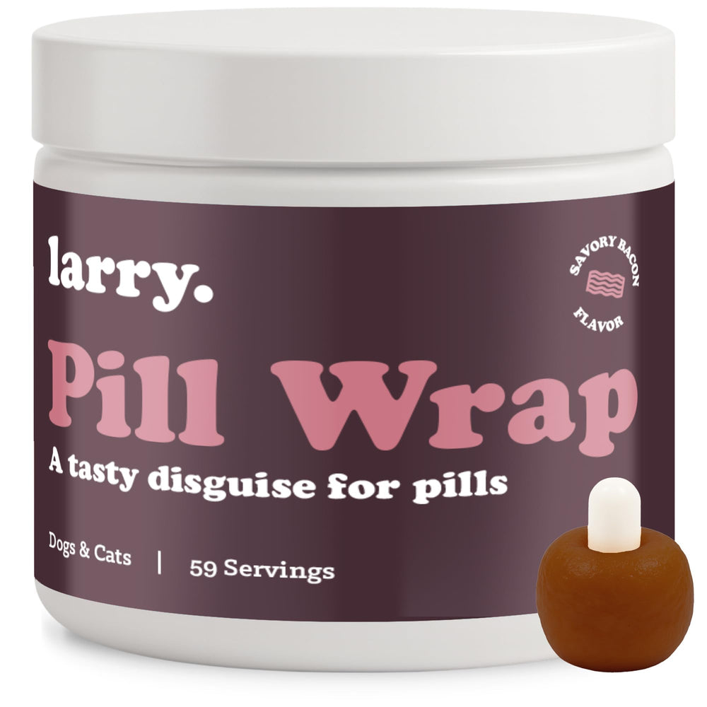 Larry Bacon Pill Wrap jar demonstrates moldable paste for easy dosing