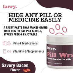 Larry Bacon Pill Wrap dog happily takes medicine as a treat